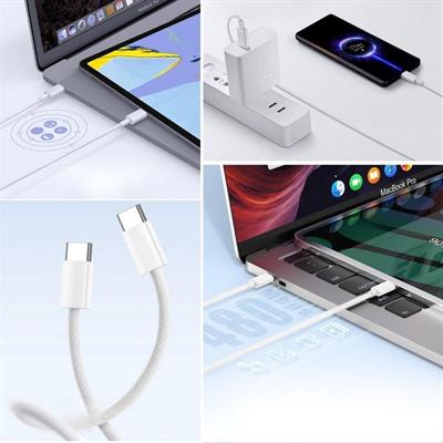 Apple 15/15 Pro Type-C to Type-C Hasır Örgü Hızlı Şarj Kablosu (1m) (3936)