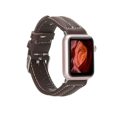 Apple Watch Uyumlu Deri Kordon 42-44-45mm NM3-AS3 Kahve