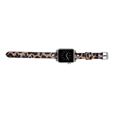 Apple Watch Uyumlu Deri Kordon 42-44-45mm ST Leopar NE