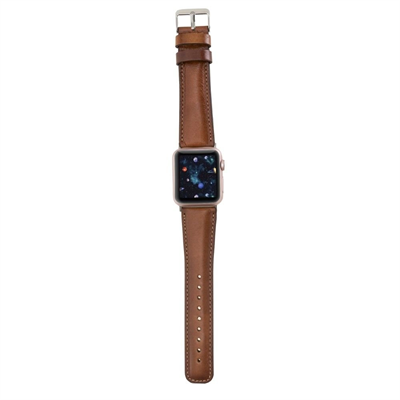 Apple Watch Uyumlu Deri Kordon 42-44-45mm RST2EF Taba