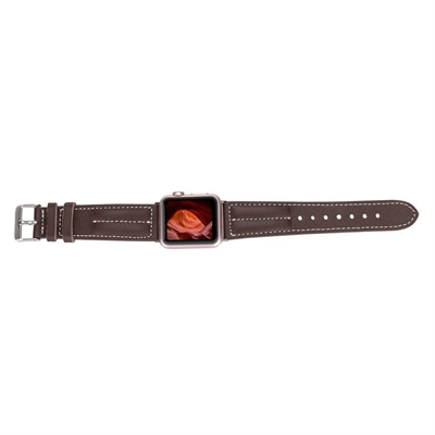 Apple Watch Uyumlu Deri Kordon 42-44-45mm NM3-AS3 Kahve