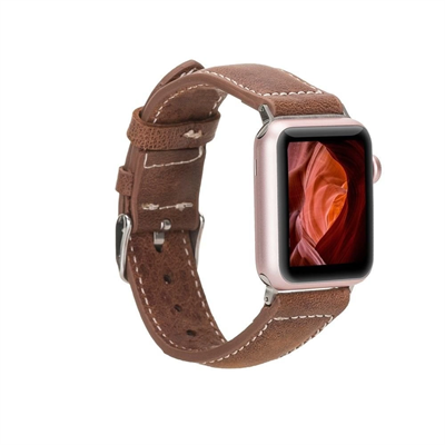 Apple Watch Uyumlu Deri Kordon 42-44-45mm NM1-AS2 Taba