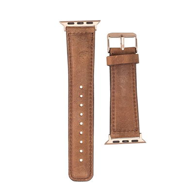 Apple Watch Uyumlu Deri Kordon 42-44-45mm G19 Taba