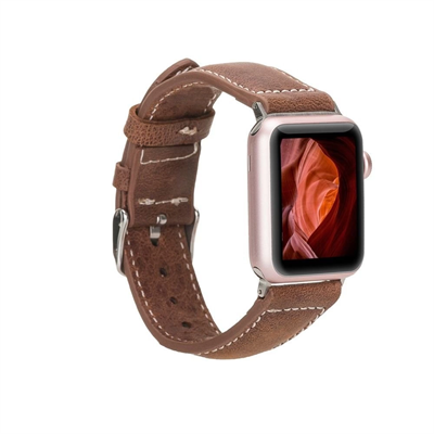 Apple Watch Uyumlu Deri Kordon 42-44-45mm NM1-AS2 Taba