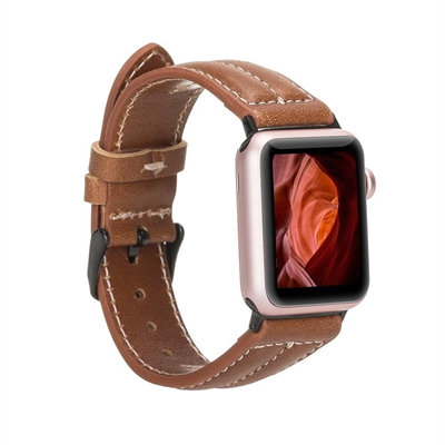 Apple Watch Uyumlu Deri Kordon 42-44-45mm NM3-AS2 Taba