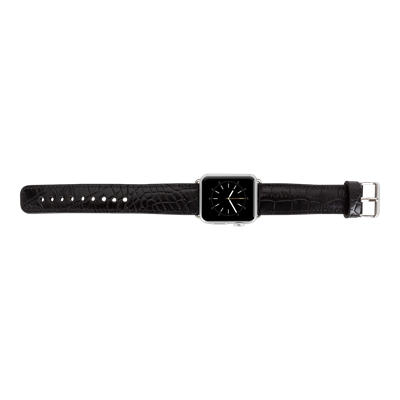 Apple Watch Uyumlu Deri Kordon 42-44-45mm Kroko Siyah