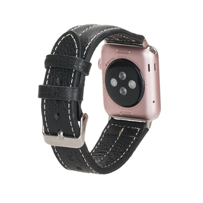 Apple Watch Uyumlu Deri Kordon 42-44-45mm NM3-AS1 Siyah