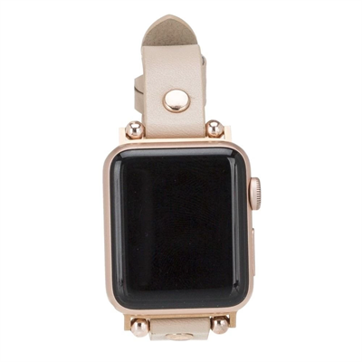 Apple Watch Uyumlu Deri Kordon 42-44-45mm RT ERC3 Bej