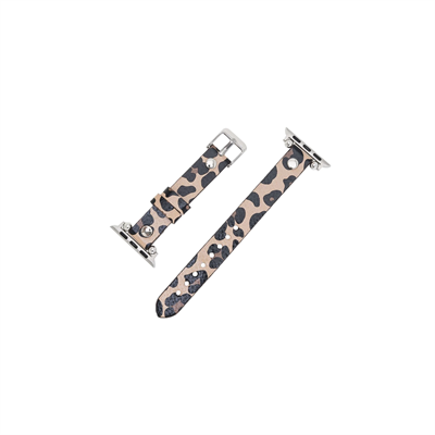 Apple Watch Uyumlu Deri Kordon 42-44-45mm ST Leopar NE