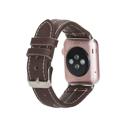 Apple Watch Uyumlu Deri Kordon 42-44-45mm NM3-AS3 Kahve