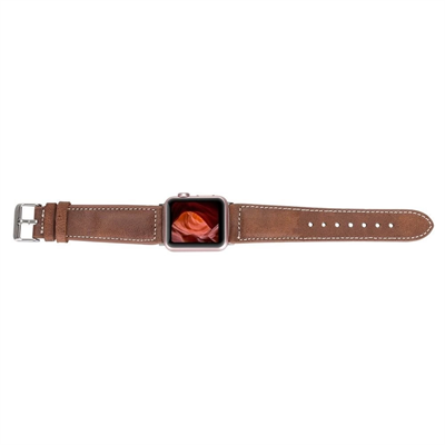 Apple Watch Uyumlu Deri Kordon 42-44-45mm NM1-AS2 Taba