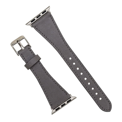Apple Watch Uyumlu Deri Kordon 42-44-45mm Slim RST9 Gri