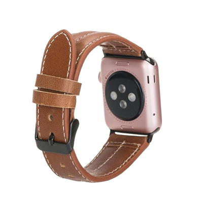 Apple Watch Uyumlu Deri Kordon 42-44-45mm NM3-AS2 Taba