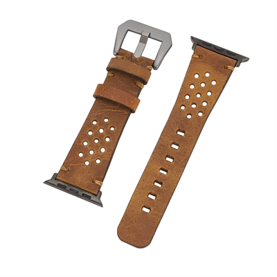 Apple Watch Uyumlu Deri Kordon Vigo 42-44-45mm G19 Taba