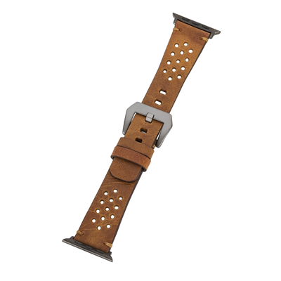 Apple Watch Uyumlu Deri Kordon Vigo 42-44-45mm G19 Taba