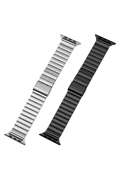 Apple Watch Uyumlu Gri Çelik Kordon, 44-45-49mm Ekran Boyutları İçin Uygun Metal Bileklik