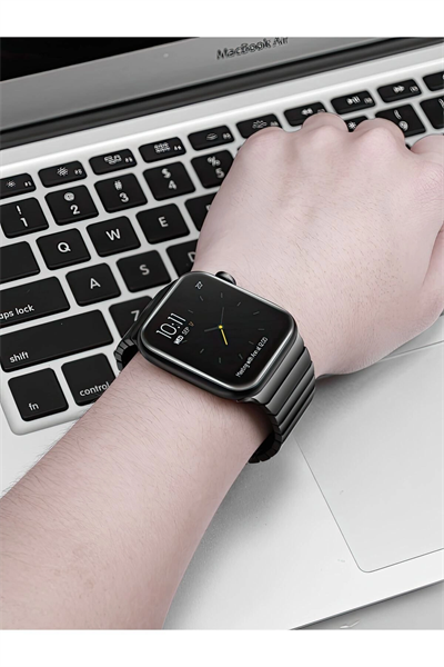 Apple Watch Uyumlu Gri Çelik Kordon, 44-45-49mm Ekran Boyutları İçin Uygun Metal Bileklik