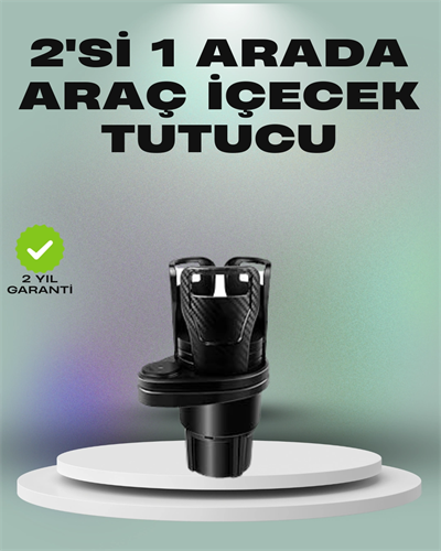 Araba Çift Bardak Tutucu 360° Dönebilen İkisi Bir Arada Ayarlanabilir
