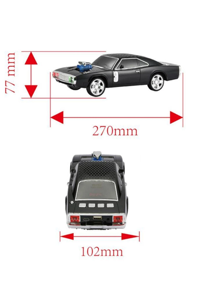 Araba tasarımlı lacivert Bluetooth hoparlör USB AUX FM radyo LED ışık 2 yıl garantili
