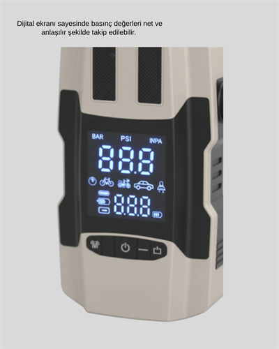 Araç Akü Takviye Cihazı ve Lastik Şişirme Pompası 12.000 mAh