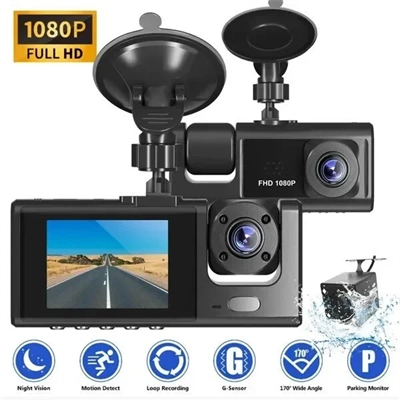 Araç Araba Kamerasi Black Box Traffic Recorder  3 Kameralı Bx40