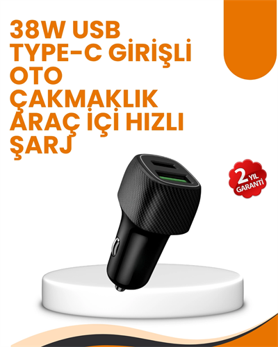 Araç Çakmak Girişli 38W Hızlı Şarj Aleti – İki Cihaz Destekli