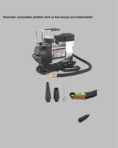 Araç Çakmak Girişli Metal Hava Kompresörü 10A Güçlü Motor