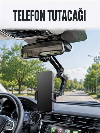 Araç Dikiz Aynası Telefon Tutucu Ayarlanabilir Katlanabilir Navigasyon Telefon Standı