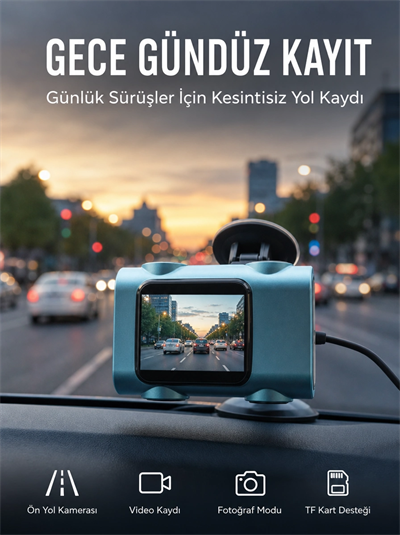 Araç Güvenlik Kamerası Öne Bakan Yol Kayıt Cihazı Yeni Nesil