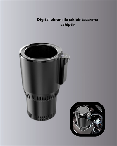 Araç İçi Akıllı Bardaklık Isıtıcı Soğutucu Dijital Ekranlı