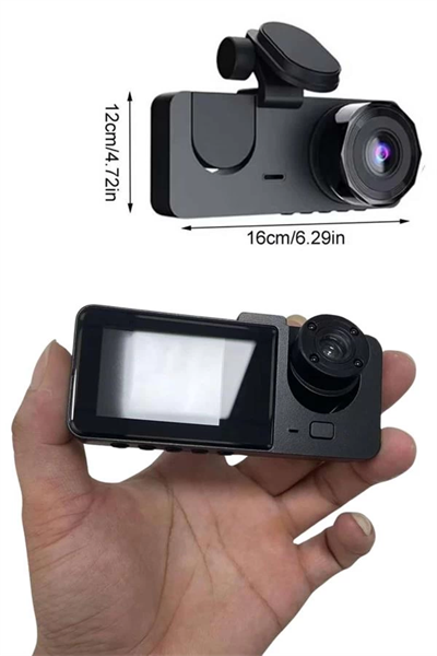 Araç İçi Dikiz Kamerası Sürüş Kaydedici 3 Lensli DVR Kamera
