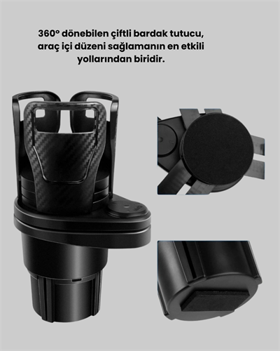 Araç İçi Düzen ve Ambiyans Seti Çift Bardak Tutucu + LED Işık