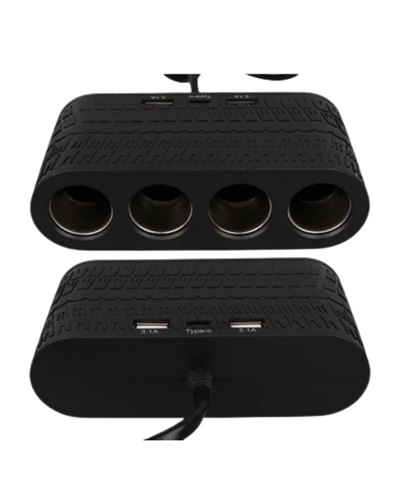 Araç İçi Güç Dağıtıcı 4 Çakmaklık 2 USB 1 Type C Şarj Ünitesi