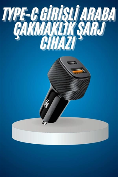 Araç İçi Hızlı Şarj Soketi 38W Oto Çakmaklık Type-C Araba Çakmaklık