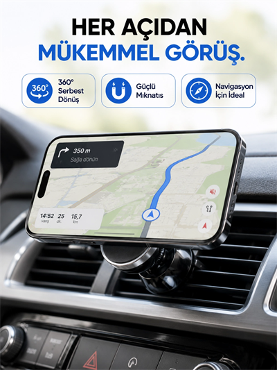 Araç İçi Manyetik Telefon Tutucu Havalandırma Izgarası Uyumlu Telefon Tutacağı