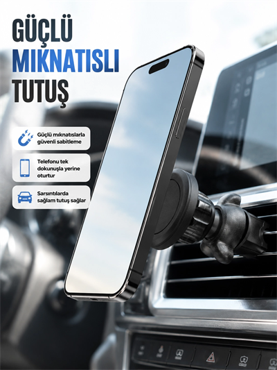 Araç İçi Manyetik Telefon Tutucu Havalandırma Klipsli Telefon Standı