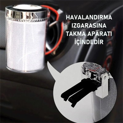 Araç İçi Oto Kokusuz Küllük RGB Işıklı Kapaklı
