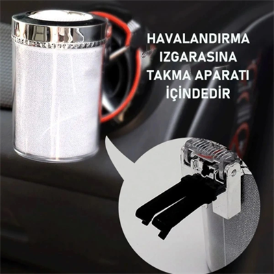 Araç İçi Oto Kokusuz Küllük RGB Işıklı Kapaklı