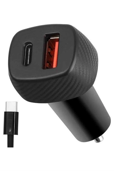 Araç İçi Şarj Cihazı 38W Güç Kapasiteli Type-C Girişli Araba Çakmaklık