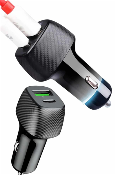 Araç İçi Şarj Cihazı 38W Güç Kapasiteli Type-C Girişli Araba Çakmaklık