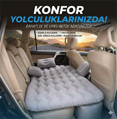 Araç İçi Şişme Yatak Araba Ve Kamp Yatağı Çanta Elektrikli Pompa Tamir Kiti Ve Yastıklı Yatak Seti