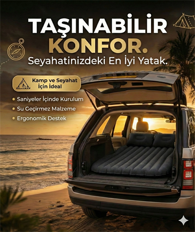 Araç İçi Şişme Yatak Araba Ve Kamp Yatağı Çanta Elektrikli Pompa Tamir Kiti Ve Yastıklı Yatak Seti