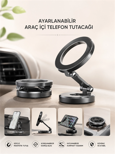 Araç İçi Telefon Tutacağı Manyetik Tasarım Ayarlanabilir