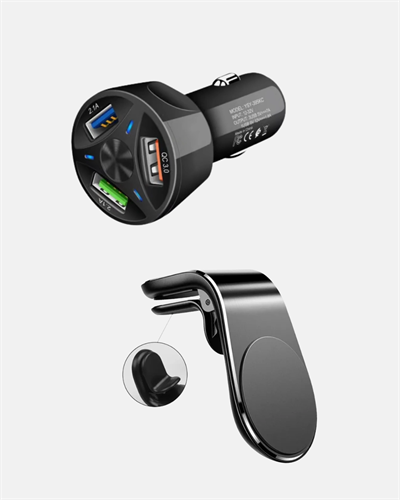Araç İçi Telefon Tutucu + Quick Charge 3.0 Araç Şarj Cihazı Seti