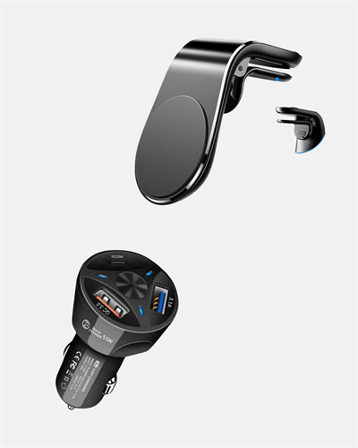 Araç İçi Telefon Tutucu + Quick Charge 3.0 Araç Şarj Cihazı Seti
