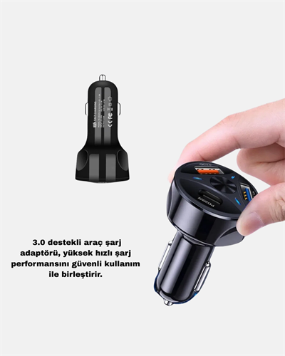 Araç İçi Telefon Tutucu + Quick Charge 3.0 Araç Şarj Cihazı Seti