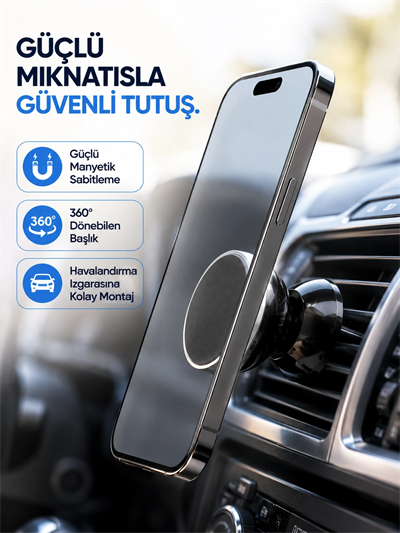 Araç İçi Telefon Tutucu Mıknatıslı Havalandırma Izgarası Telefon Standı