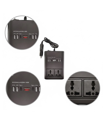 Araç İçin 12V 24V Güç Dönüştürücü 220V Priz ve USB Portlu