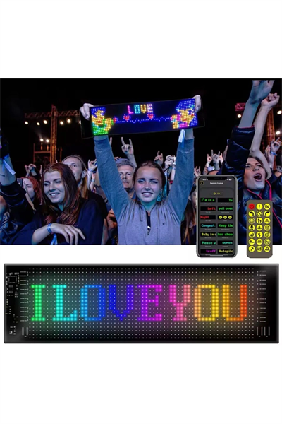 Araç İçin Kişiselleştirilebilir Kayan Yazı ve Emoji Gösteren Uzaktan Kumandalı LED Matris Panel