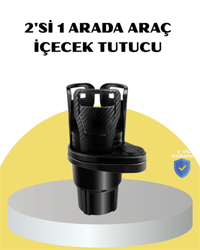 Araç İkili Bardak Tutucu Ayarlanabilir Genişlik 360° Döner Sistem